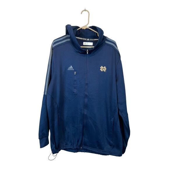 Adidas Climawarm Notre Dame Embroidered Polyester Full Zip Blue Jacket XL - Picture 1 of 4